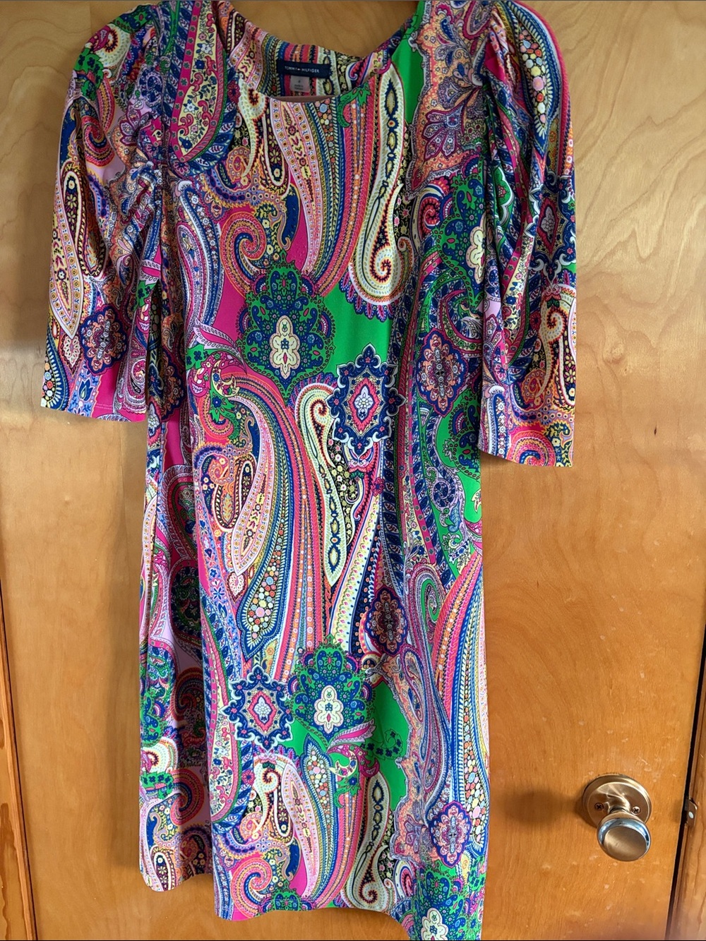 Tommy Hilfiger Multicolor Paisley Midi Dress in Pink & Green